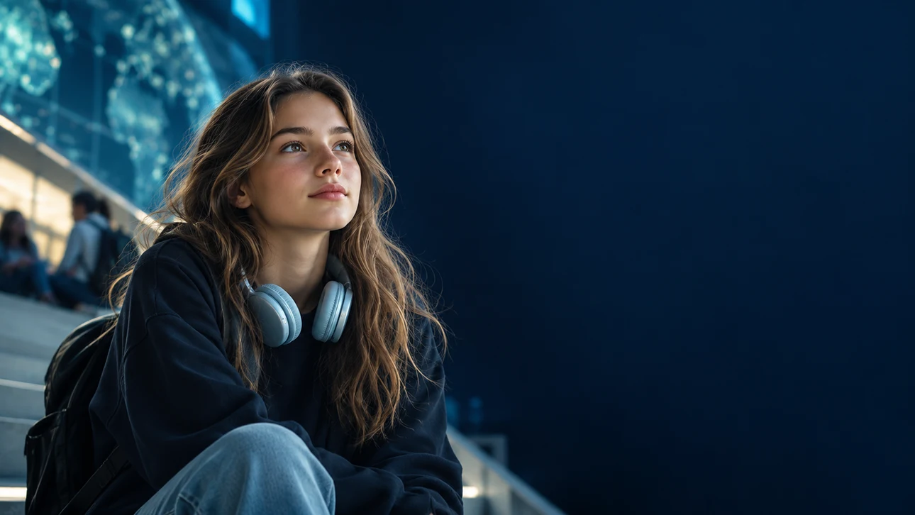 Studentessa adolescente in un percorso di crescita verso il bilinguismo